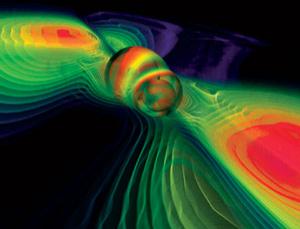 Beating heart of galaxy mergers (Image: MPI for Gravitational Physics/W. Benger-ZIB))